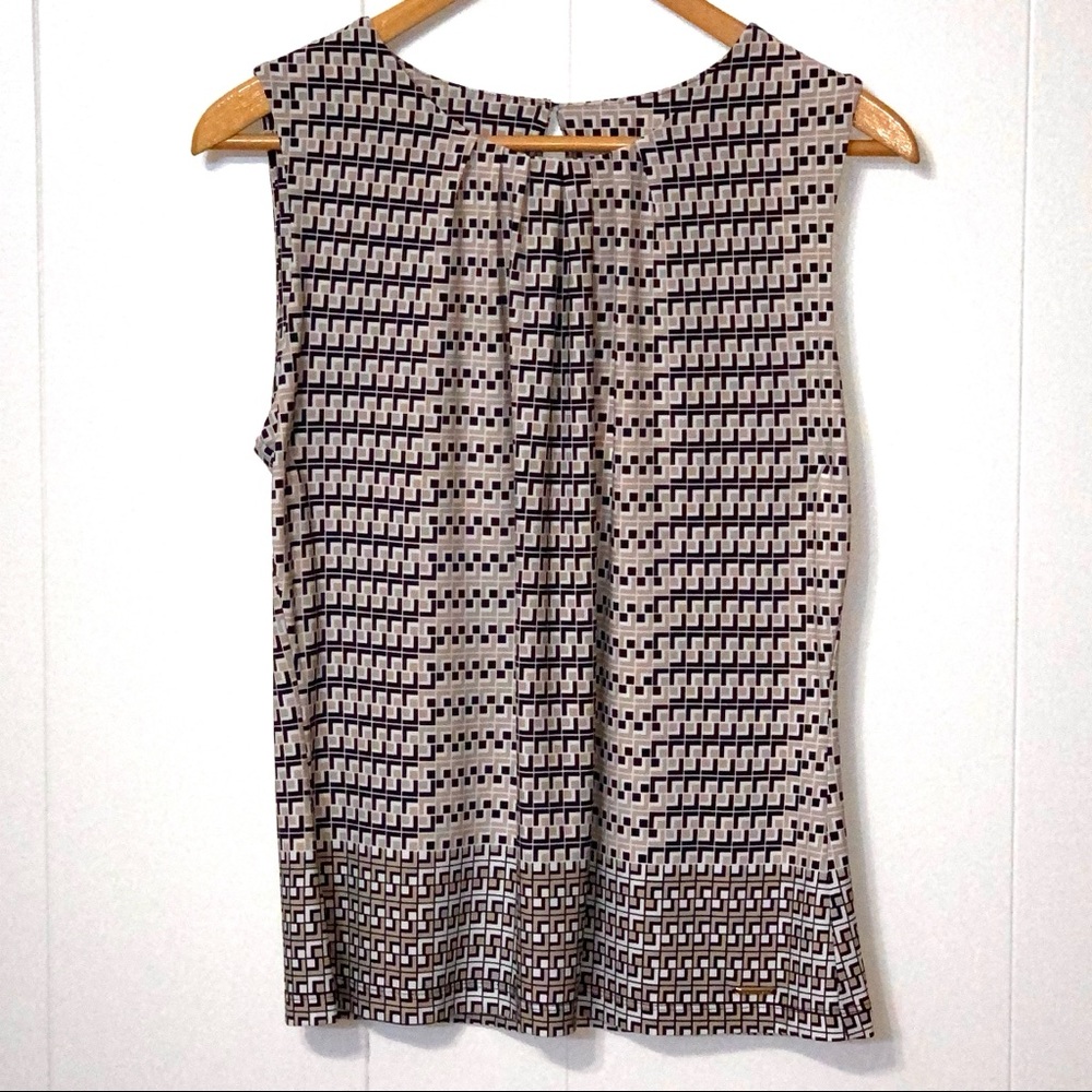 Calvin Klein Sleeveless Top Black/Tan Large NWT